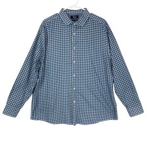 Original Penguin Mens Heritage Slim Fit Plaid Button Up Shirt Blue 17.5 34/35